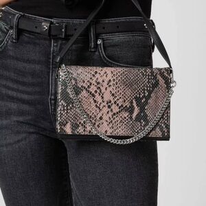 All Saints Fetch Snake Print Leather Crossbody Bag
